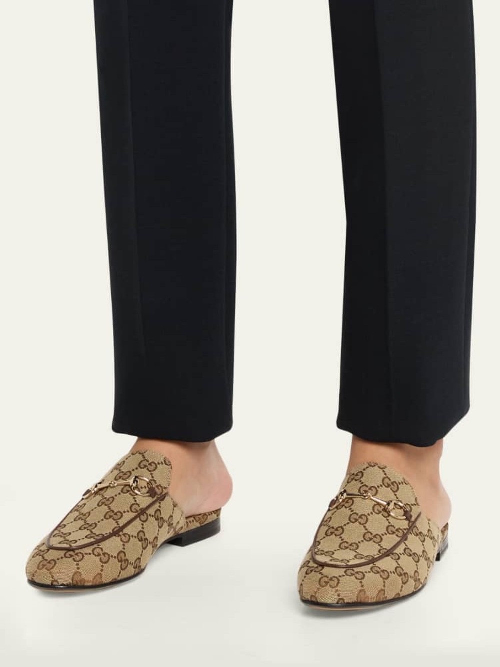 GUCCI Princetown Loafer Mules GG Canvas Bit Size EU 37 US 7 Beige